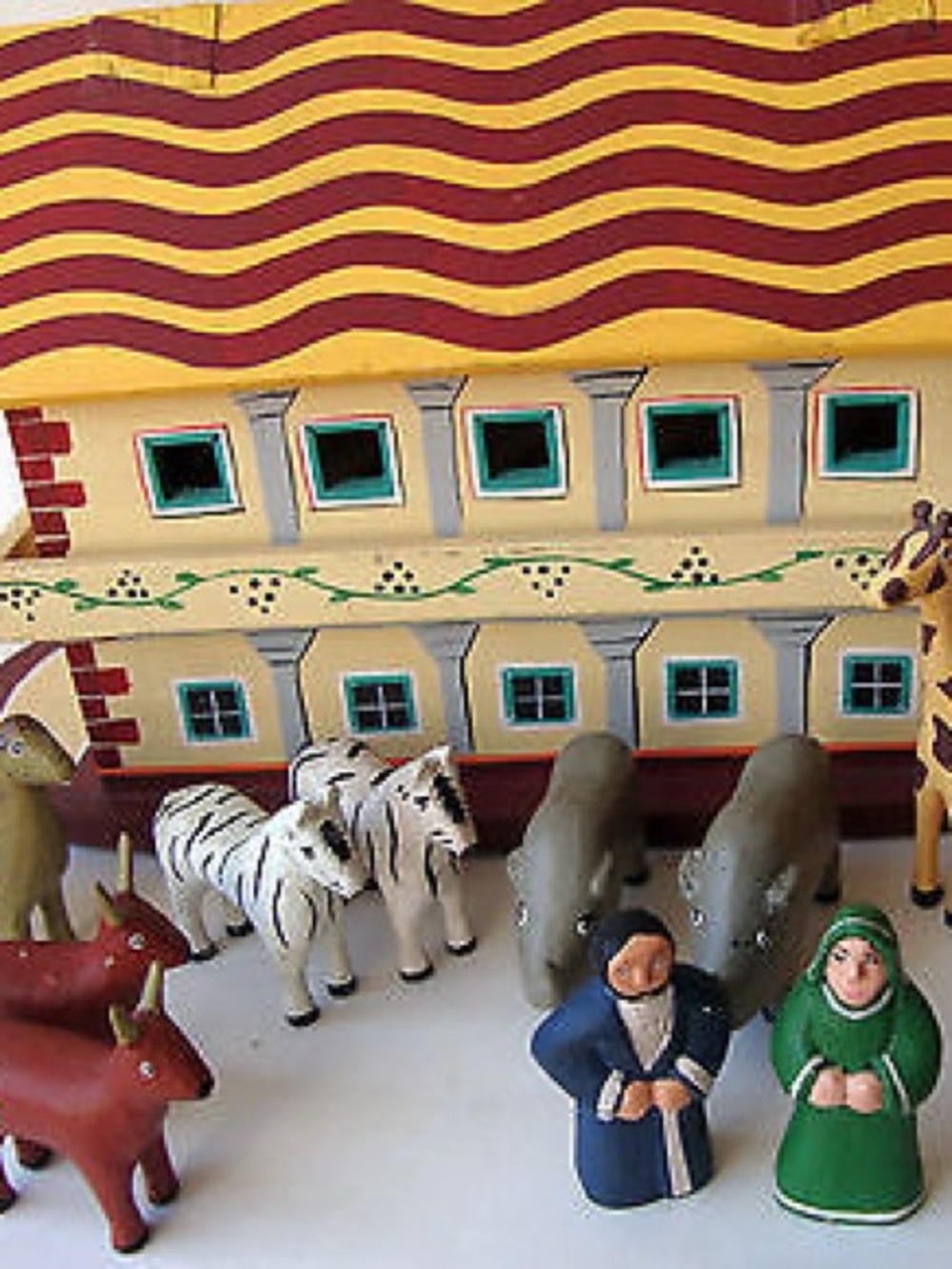Randy Tate Wooden Noah's Ark with Noah, Wife and Animals